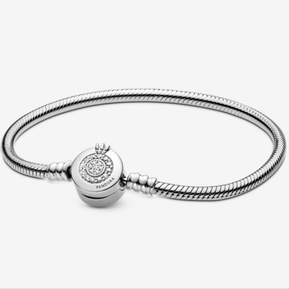 Authentic Pandora Moments Sparkling Crown O Snake Chain Bracelet - Picture 1 of 4